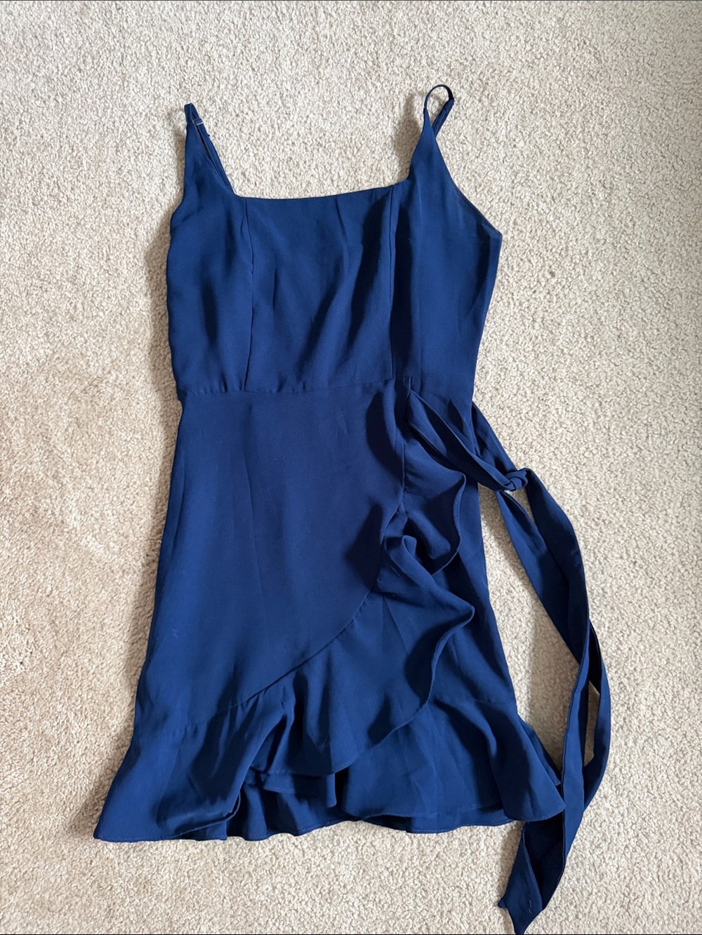 Classic Navy Ruffle-Trim Wrap Cami